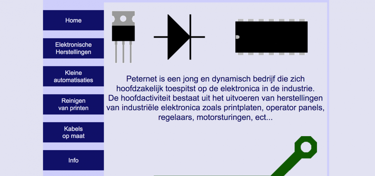 Peternet Electronics elektronica ontwerp website 2005