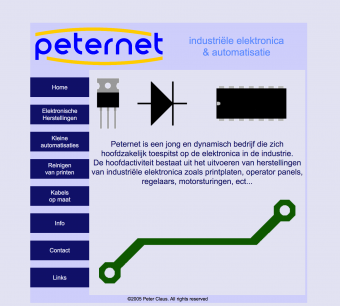 Peternet Electronics elektronica ontwerp website 2005