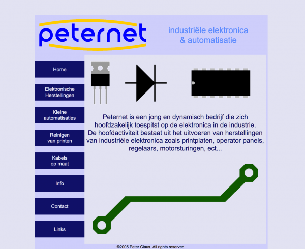 Peternet Electronics elektronica ontwerp website 2005